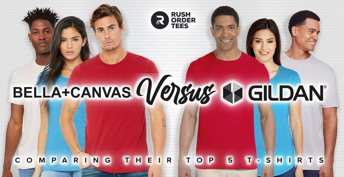 Preview image for Bella+Canvas vs. Gildan: Comparing 5 of Their Top T-shirts